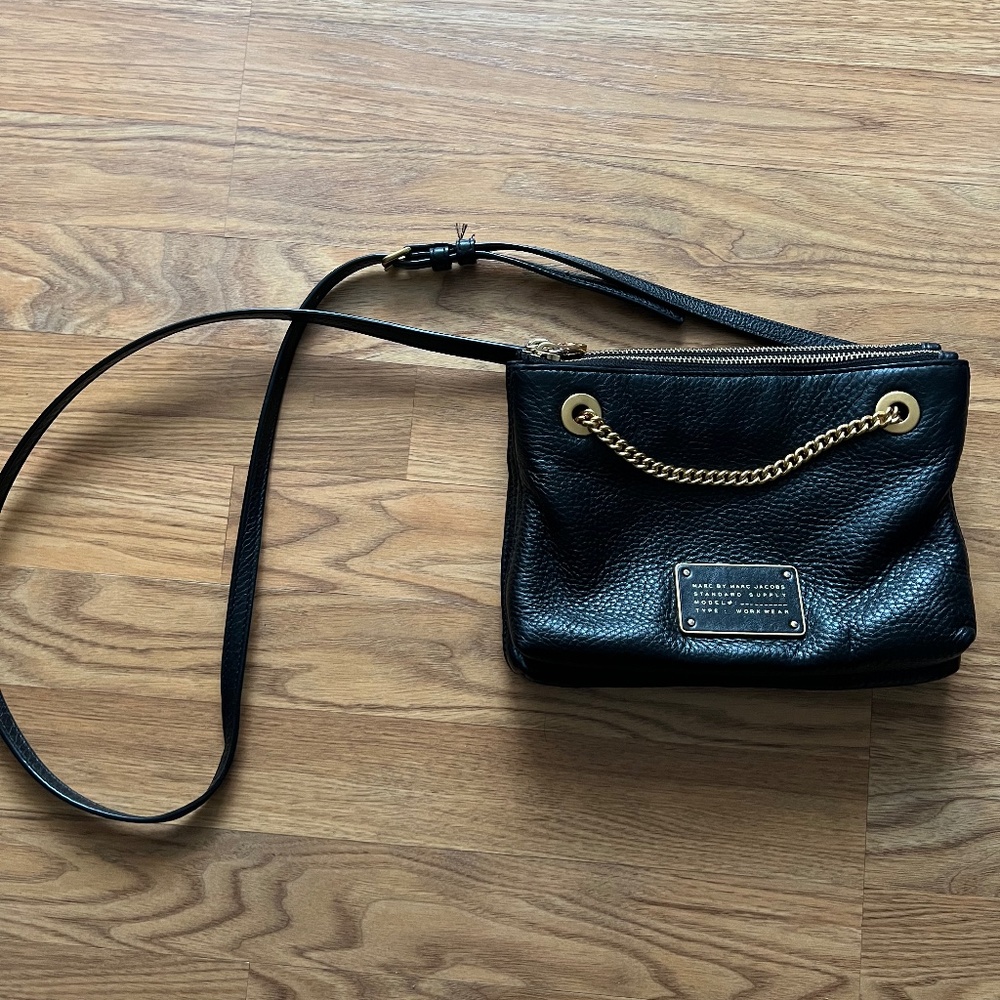 Marc by Marc Jacobs Black Leather Double Zip Cross Body Bag